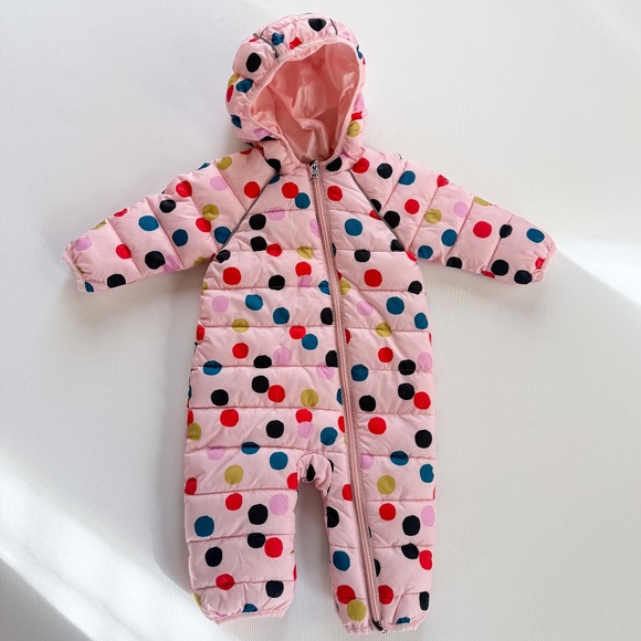 Hanna Andersson Polka Dot One Piece Poly Insulated Full Zip Snowsuit Pink 3-6m - Picture 13 of 15